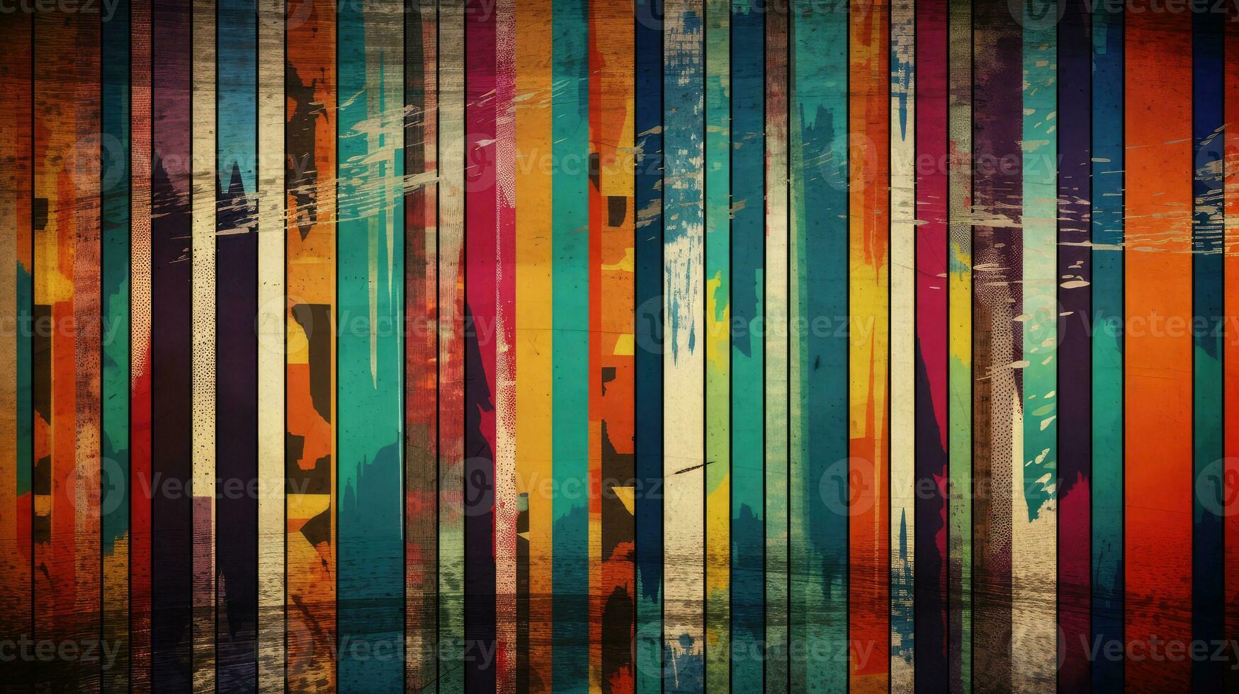 Multicolored stripes geometric grunge wall background. Generative AI photo