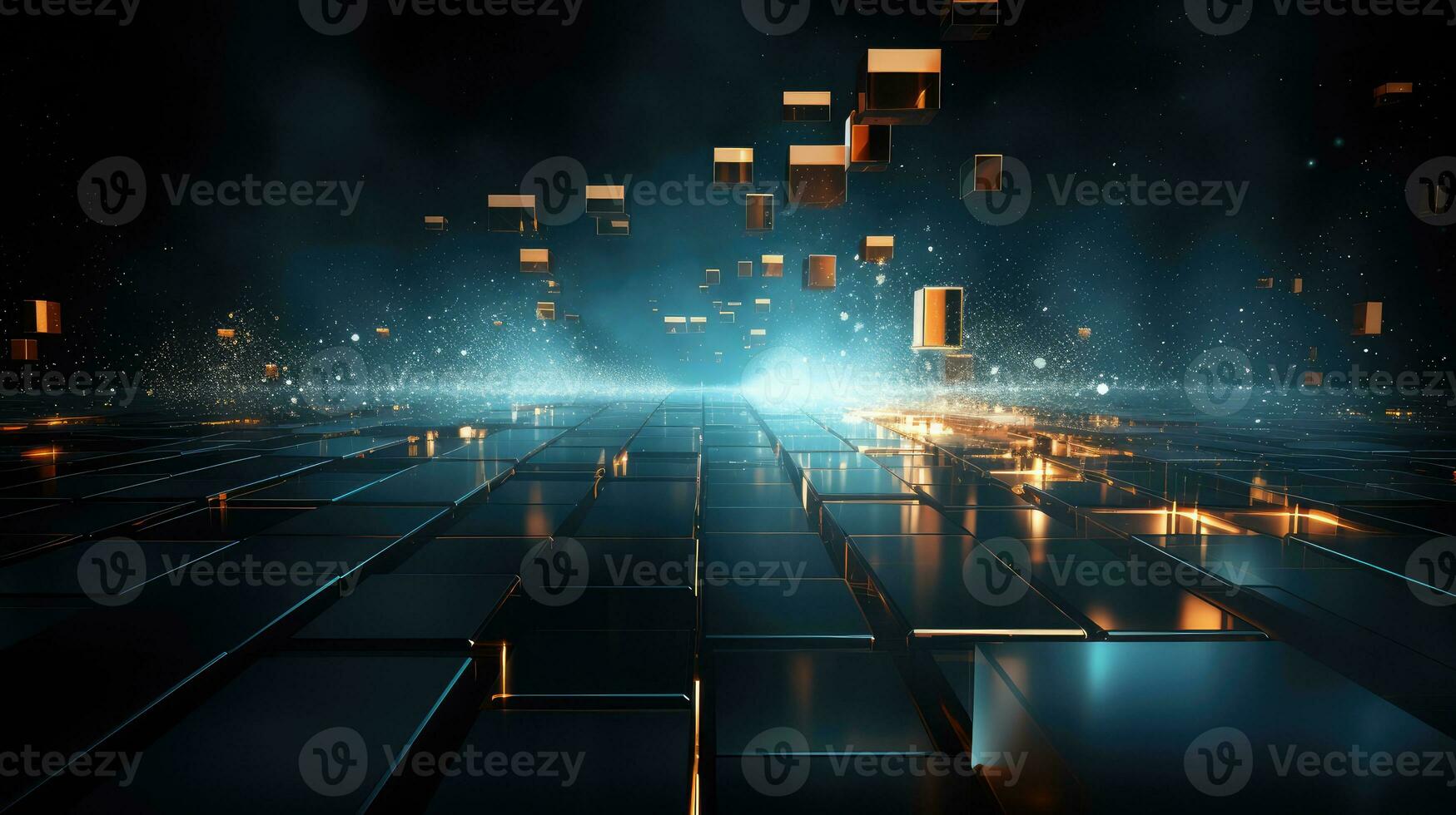 Glowing futuristic hi-tech sci-fi abstract background. Generative AI photo