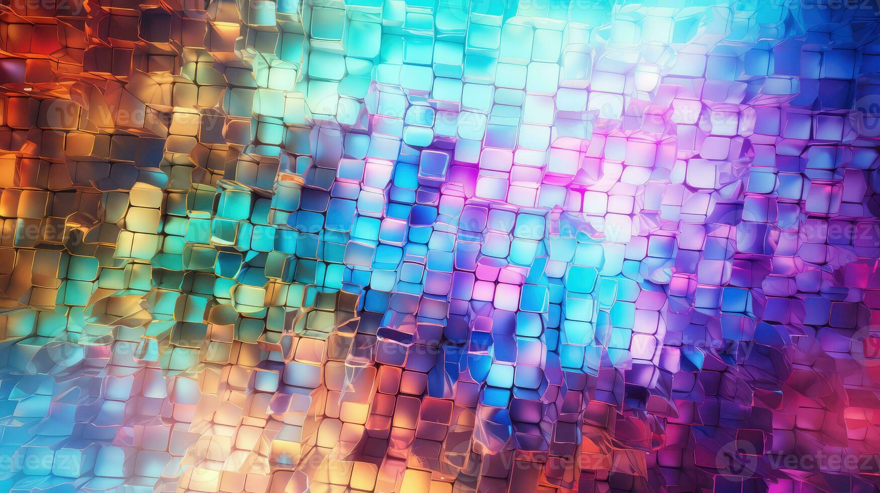 Holographic glossy squares abstract background. Generative AI photo