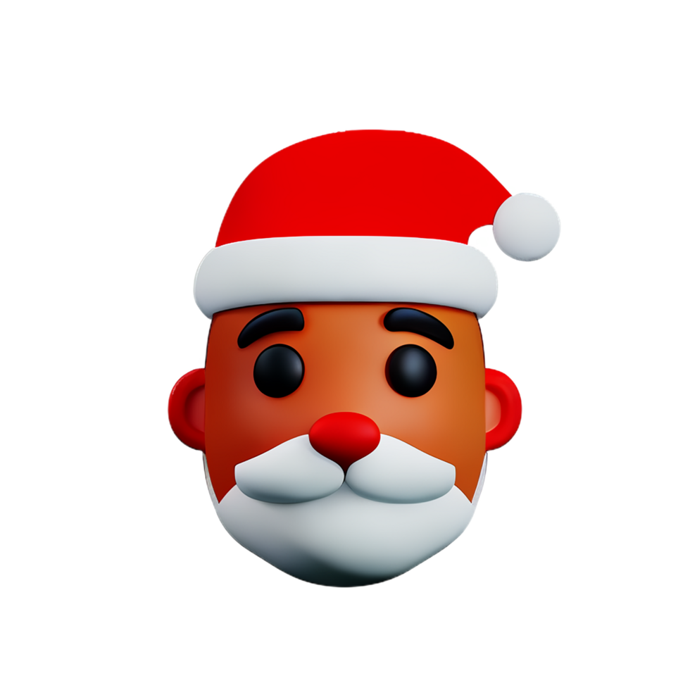 santa claus face 3d rendering icon illustration png