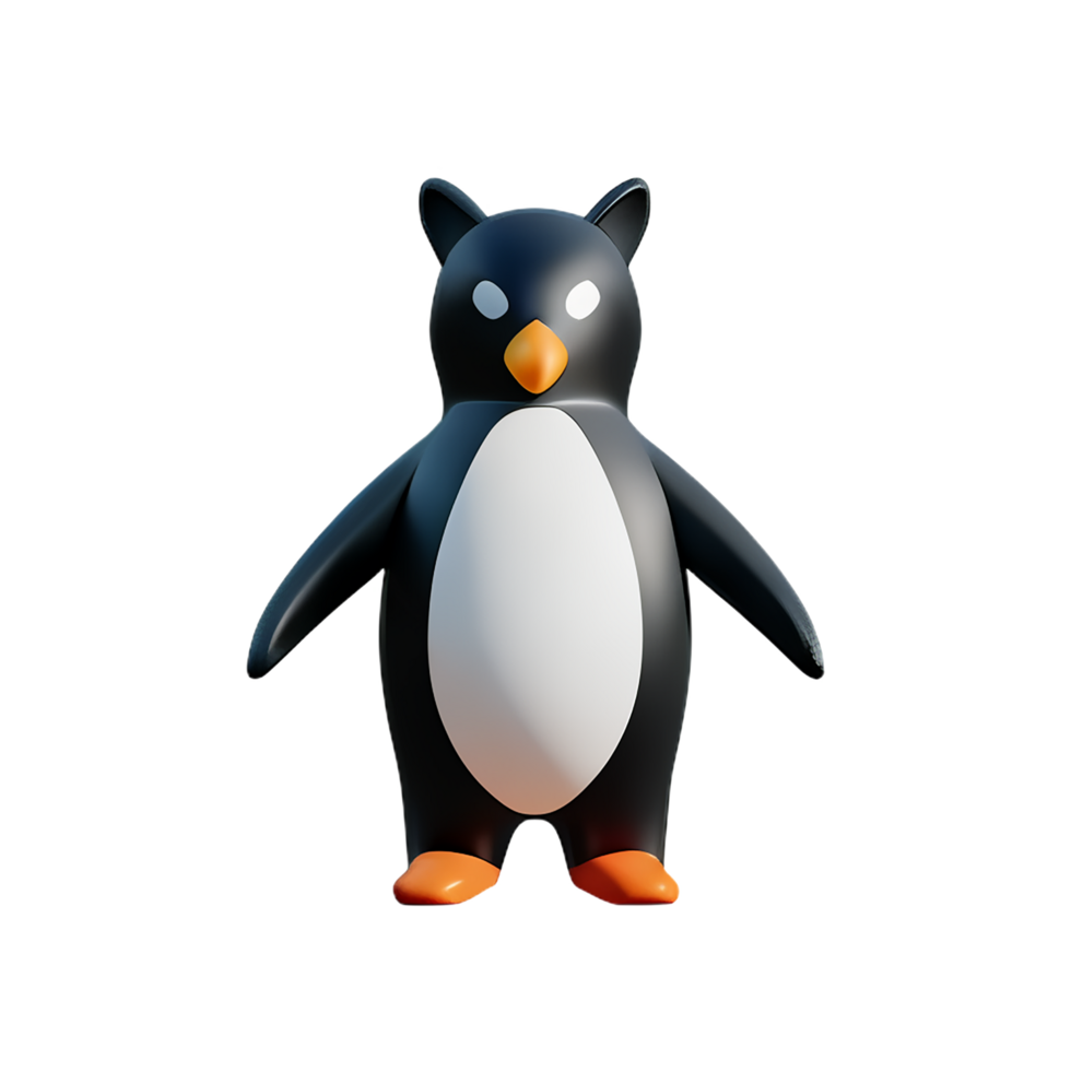 penguin 3d rendering icon illustration png