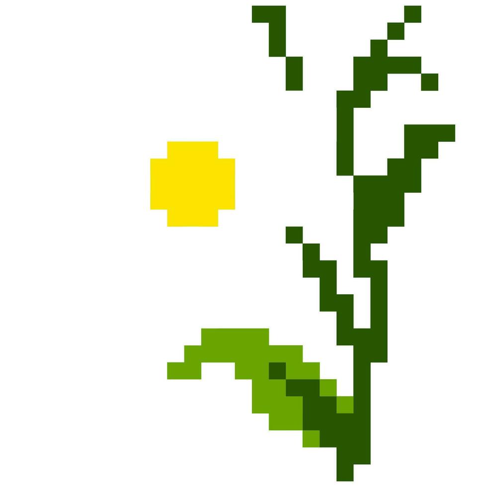 White flower cartoon icon in pixel style vector