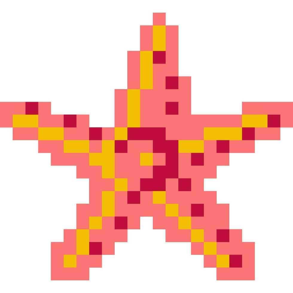 Starfish cartoon icon in pixel style. vector