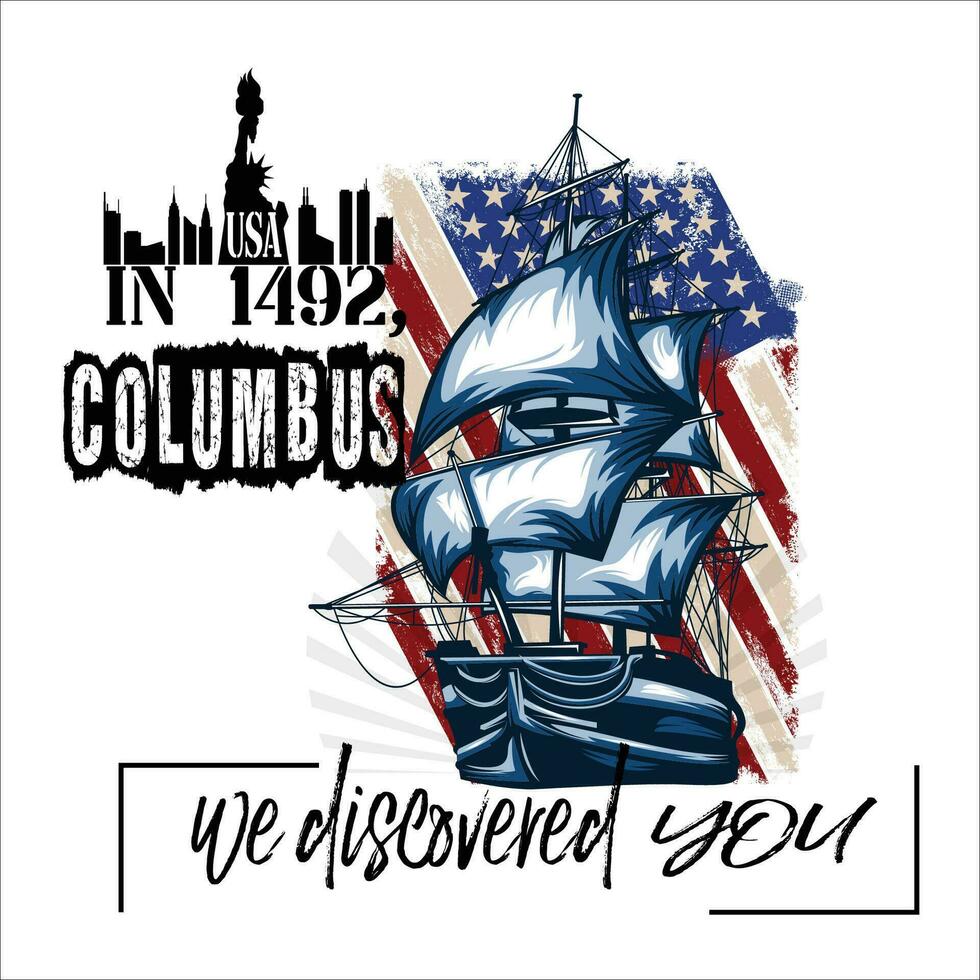 Happy Columbus Day T Shirt design vector