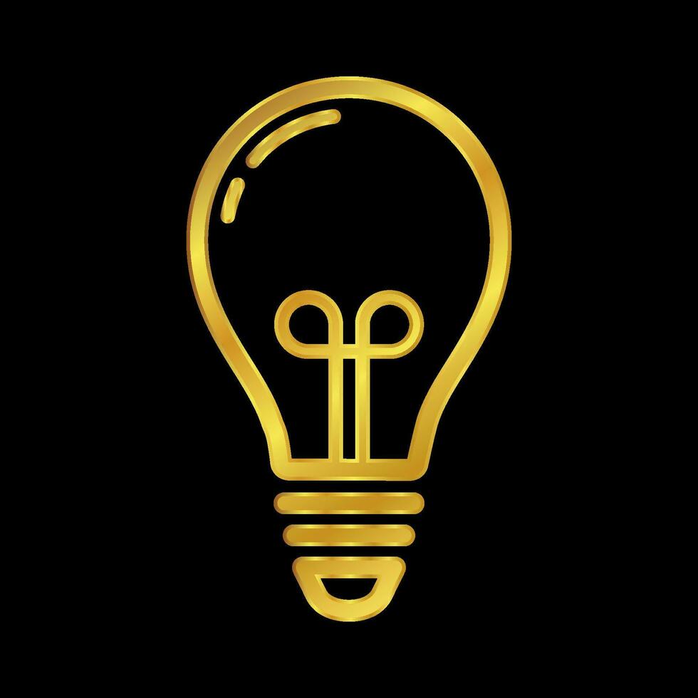 gold colored light bulb icon vector