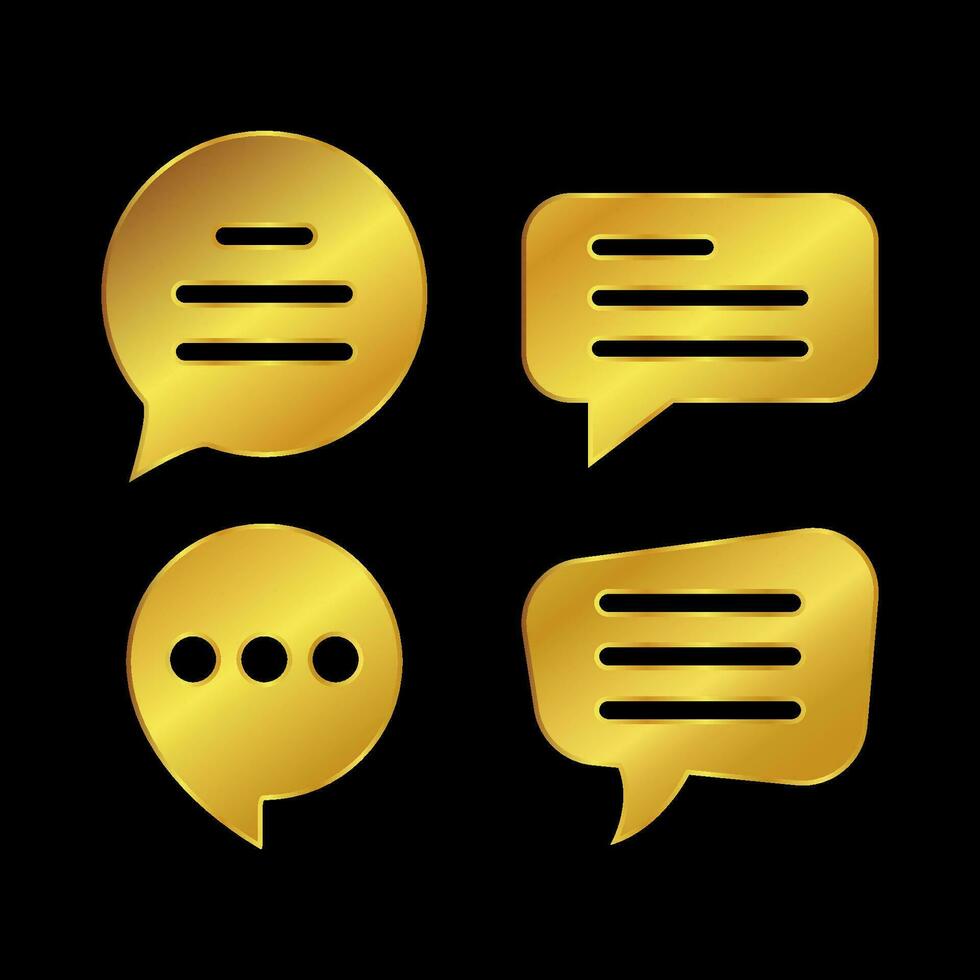 gold colored chat icon vector