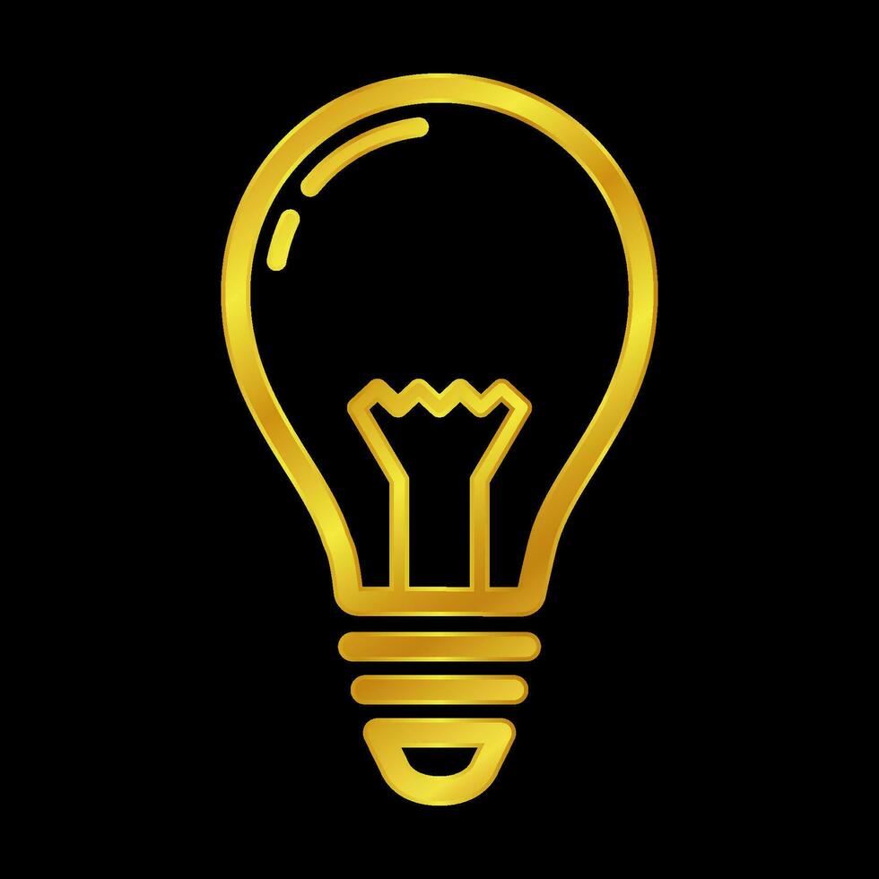 gold colored light bulb icon vector