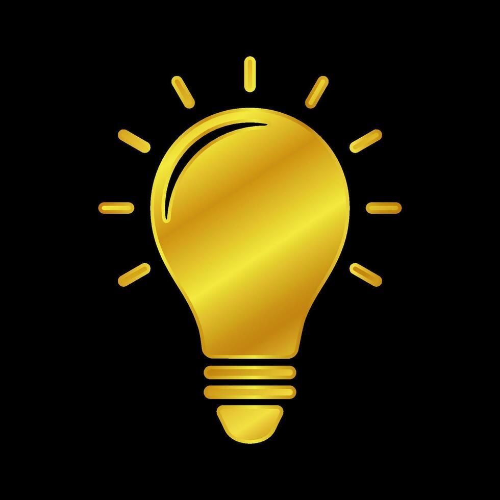 gold colored light bulb icon vector