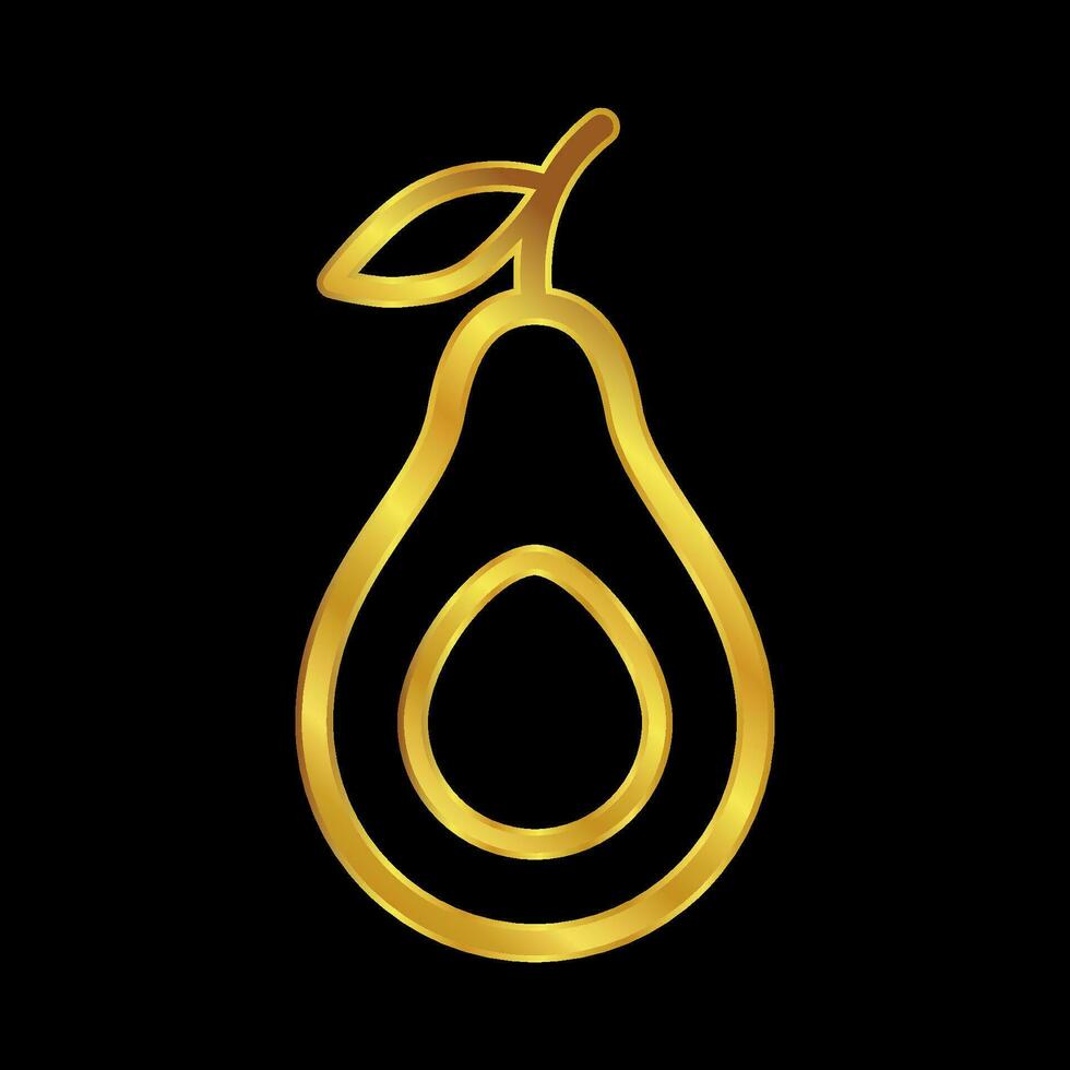 gold colored avocado icon vector