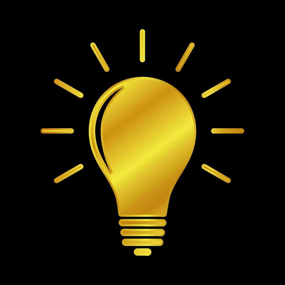 gold colored light bulb icon vector