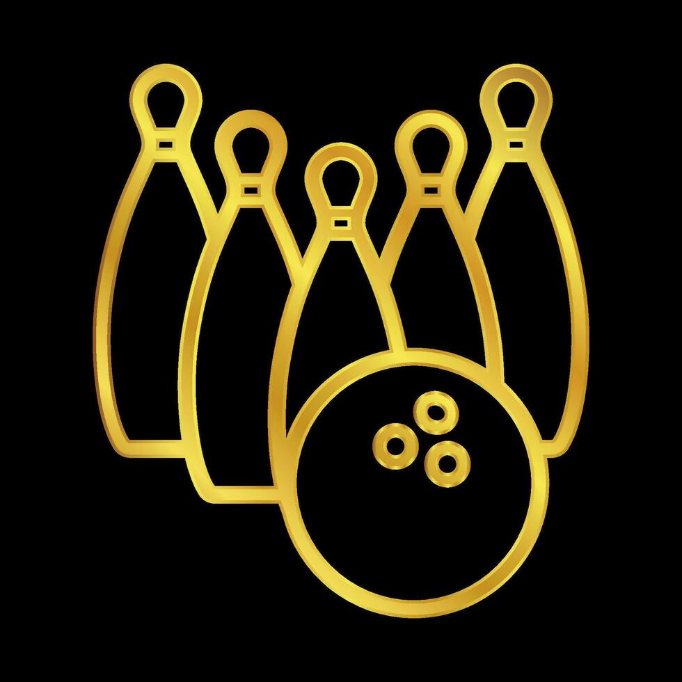 gold colored bowling icon vector