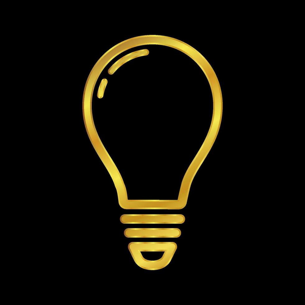 gold colored light bulb icon vector