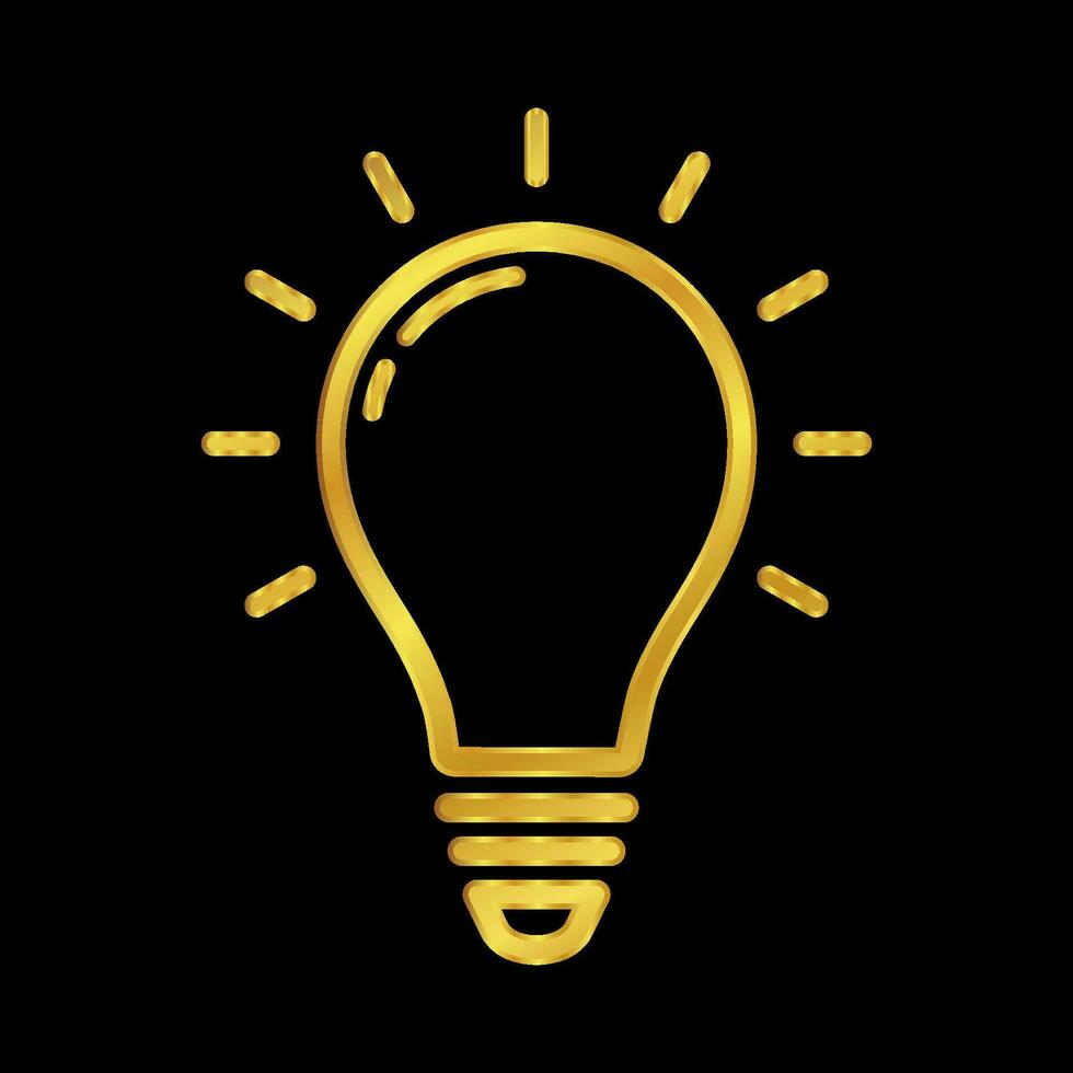 gold colored light bulb icon vector