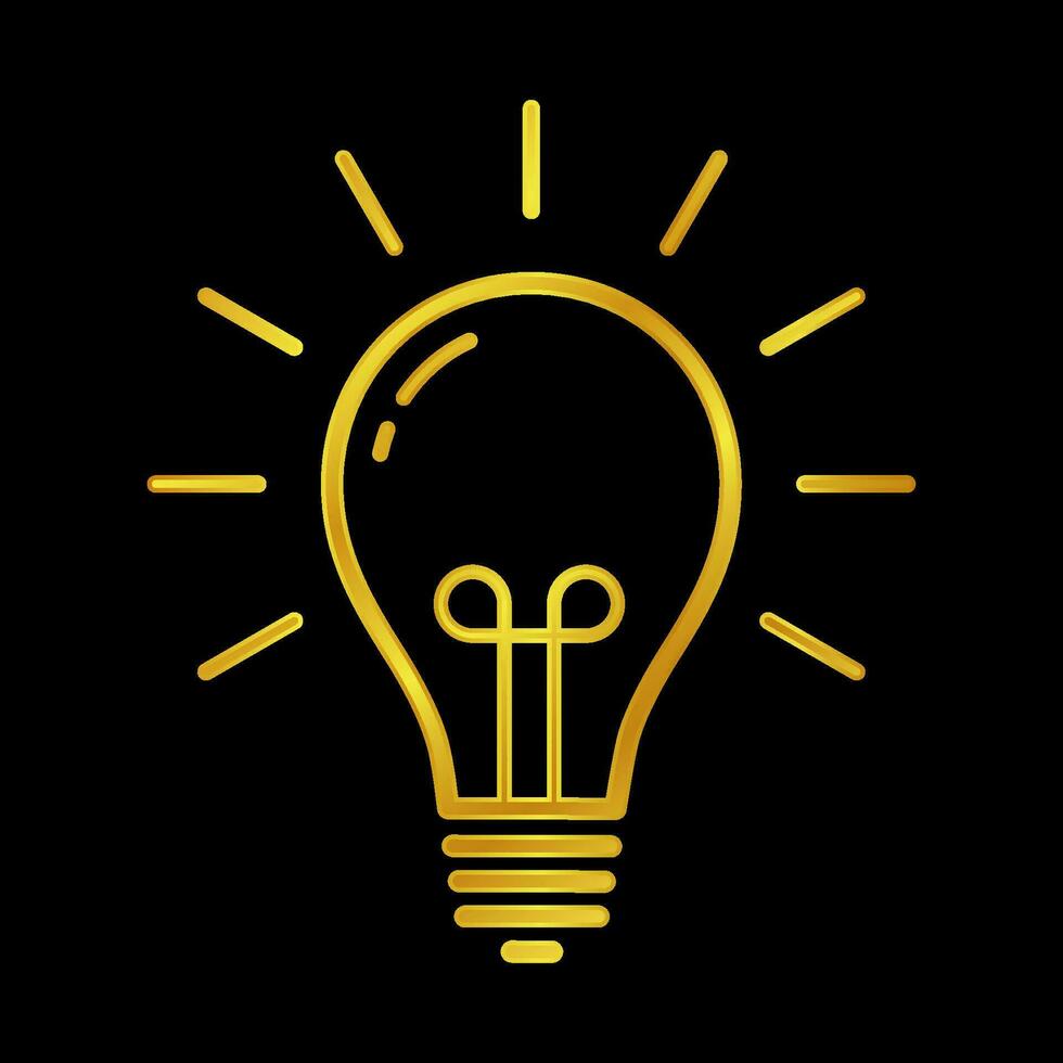 gold colored light bulb icon vector