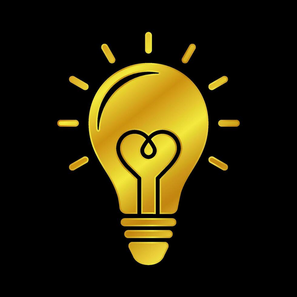 gold colored light bulb icon vector