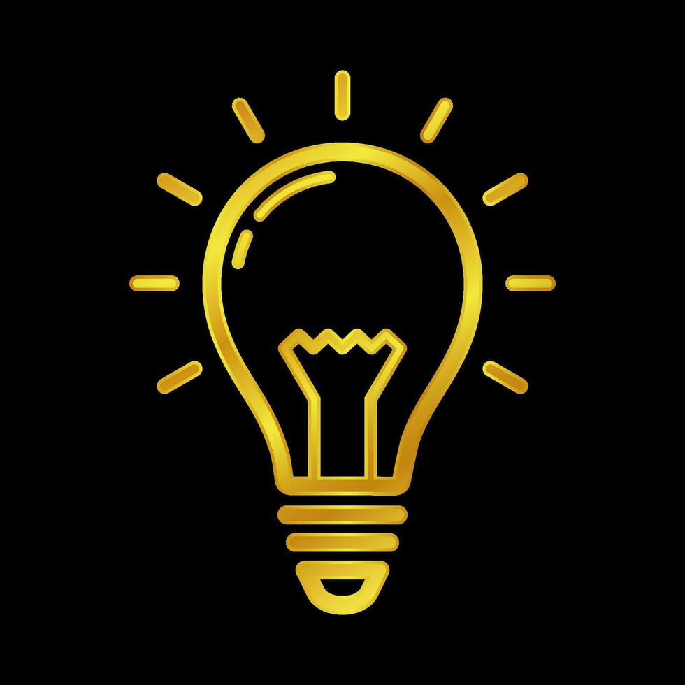 gold colored light bulb icon vector