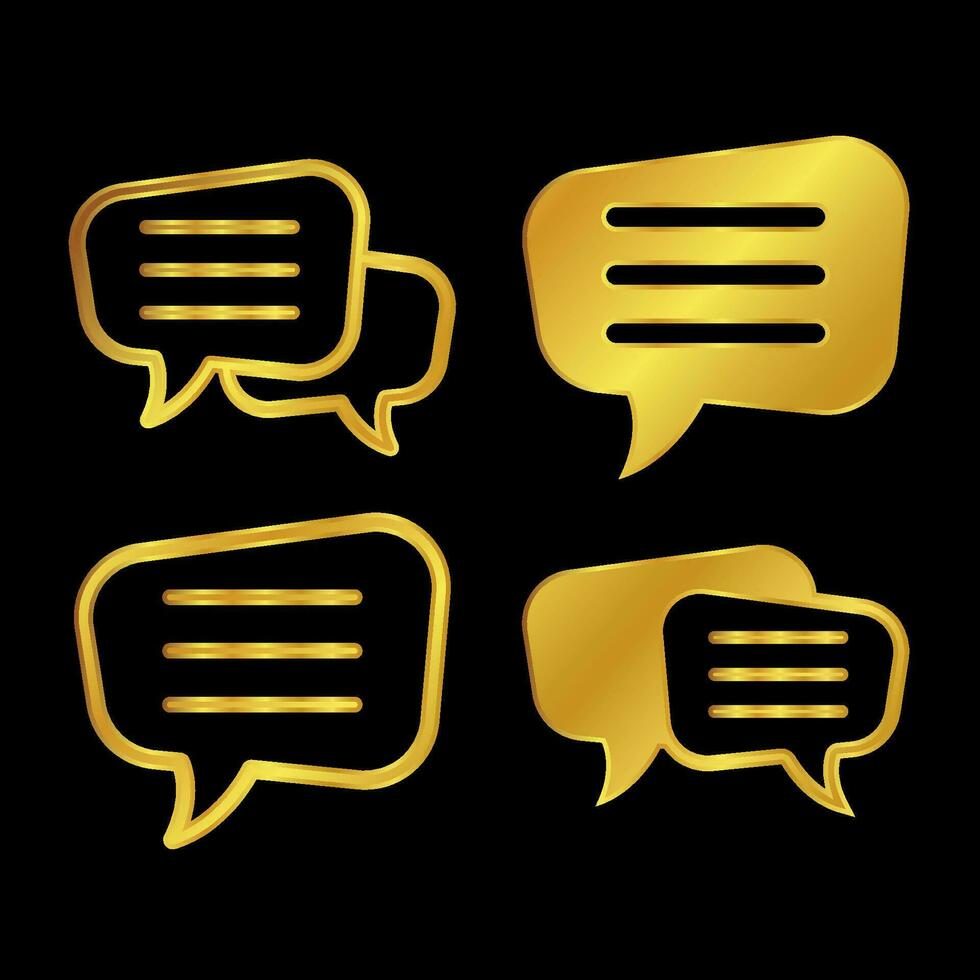 gold colored chat icon vector