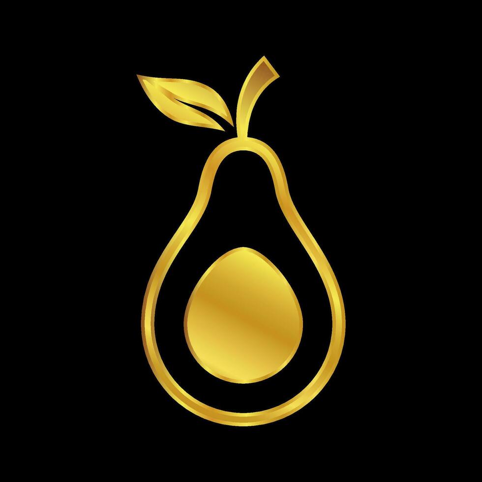 gold colored avocado icon vector