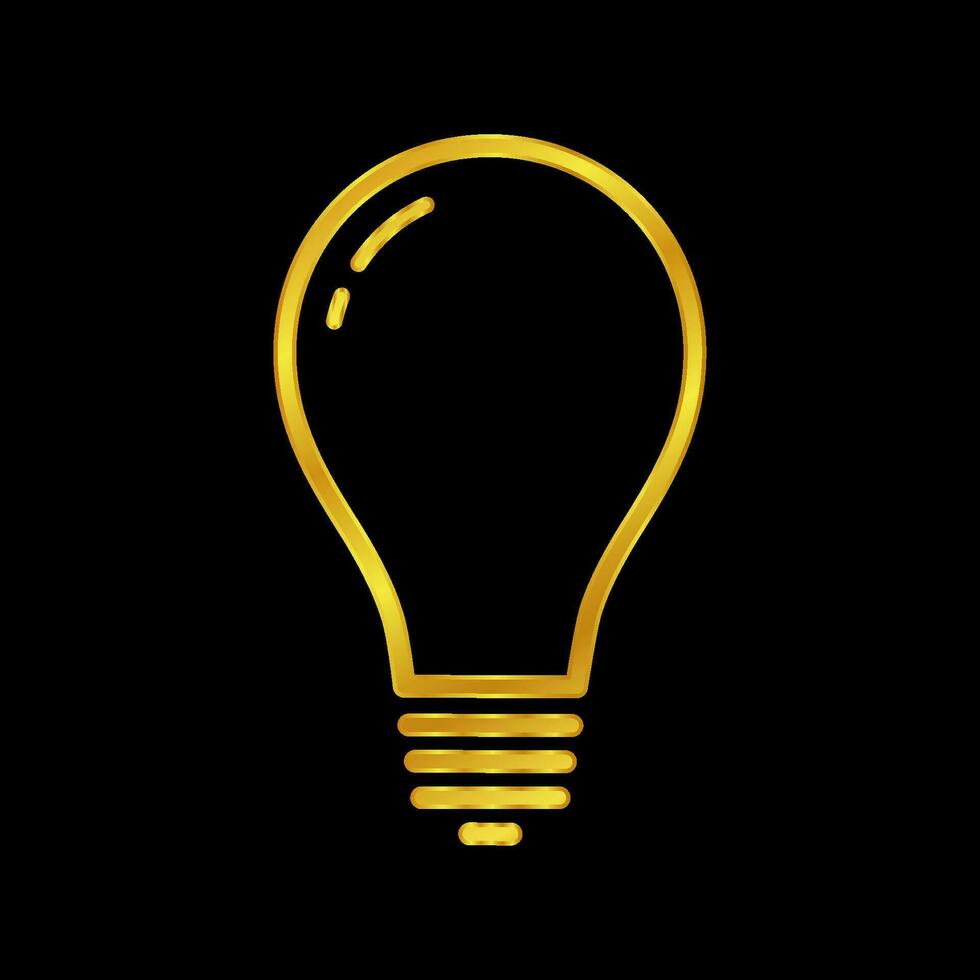 gold colored light bulb icon vector