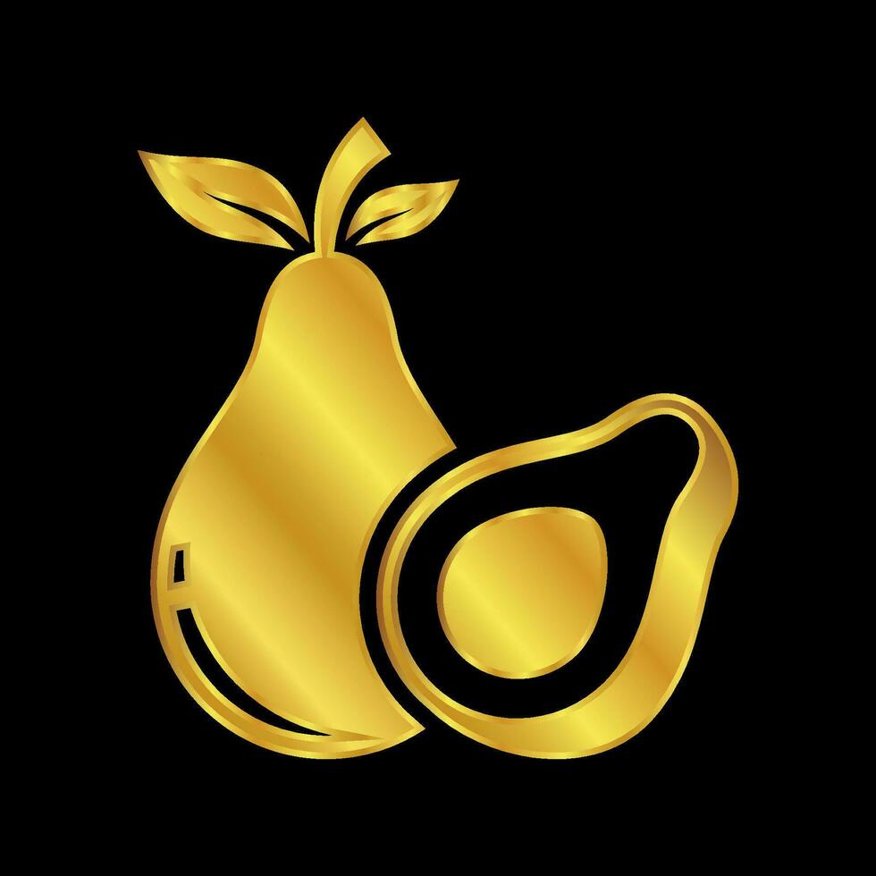 gold colored avocado icon vector