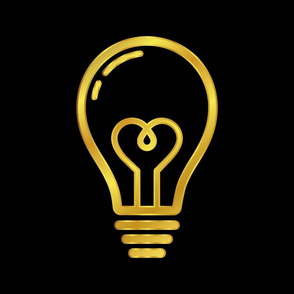 gold colored light bulb icon vector