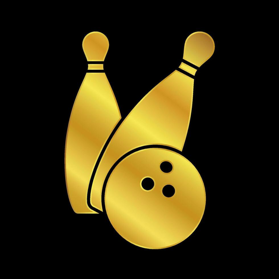 gold colored bowling icon vector