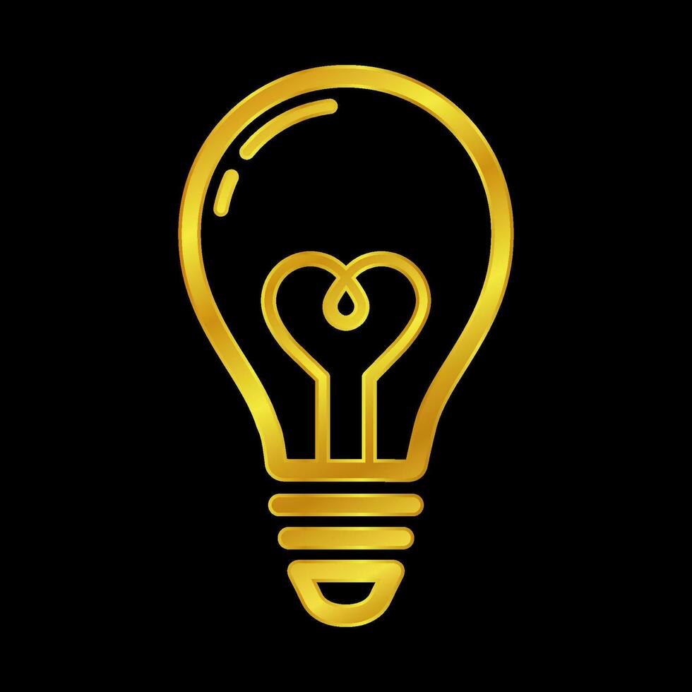 gold colored light bulb icon vector