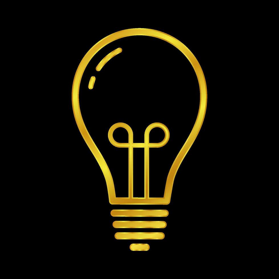 gold colored light bulb icon vector