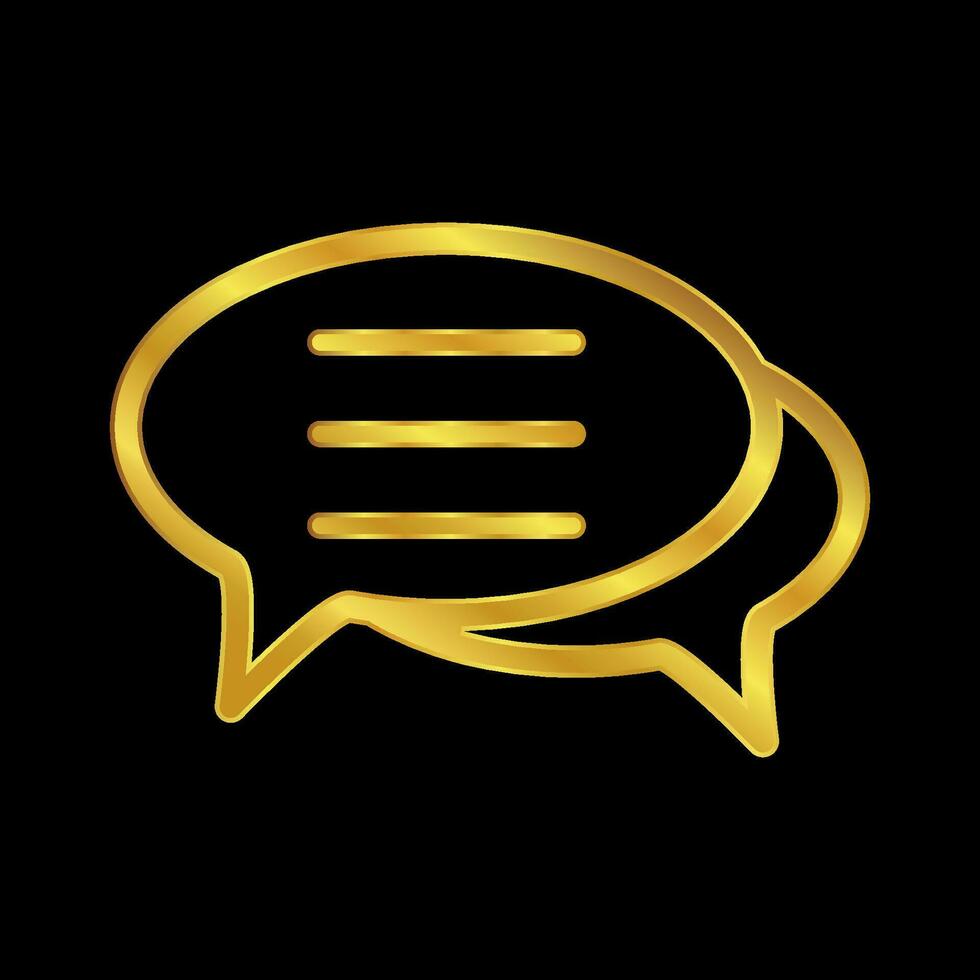 gold colored chat icon vector