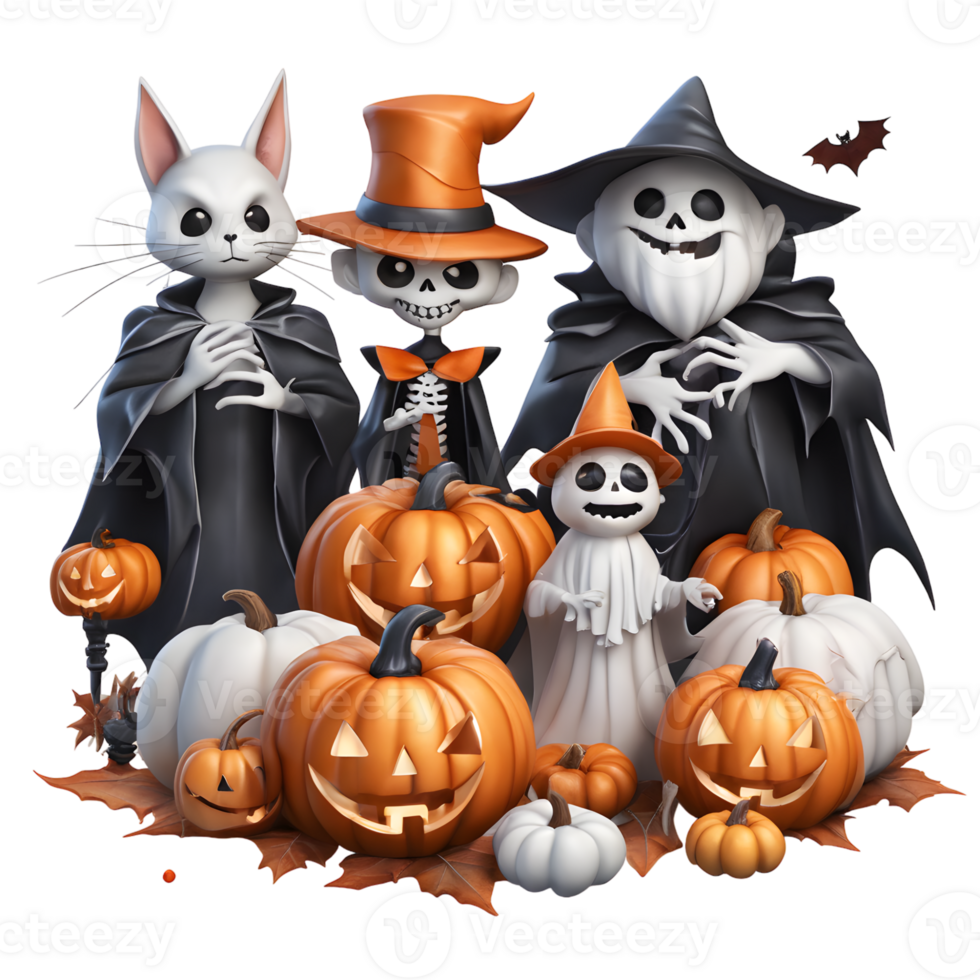 Happy Halloween Day Clipart, Halloween Day composition, Generative AI png