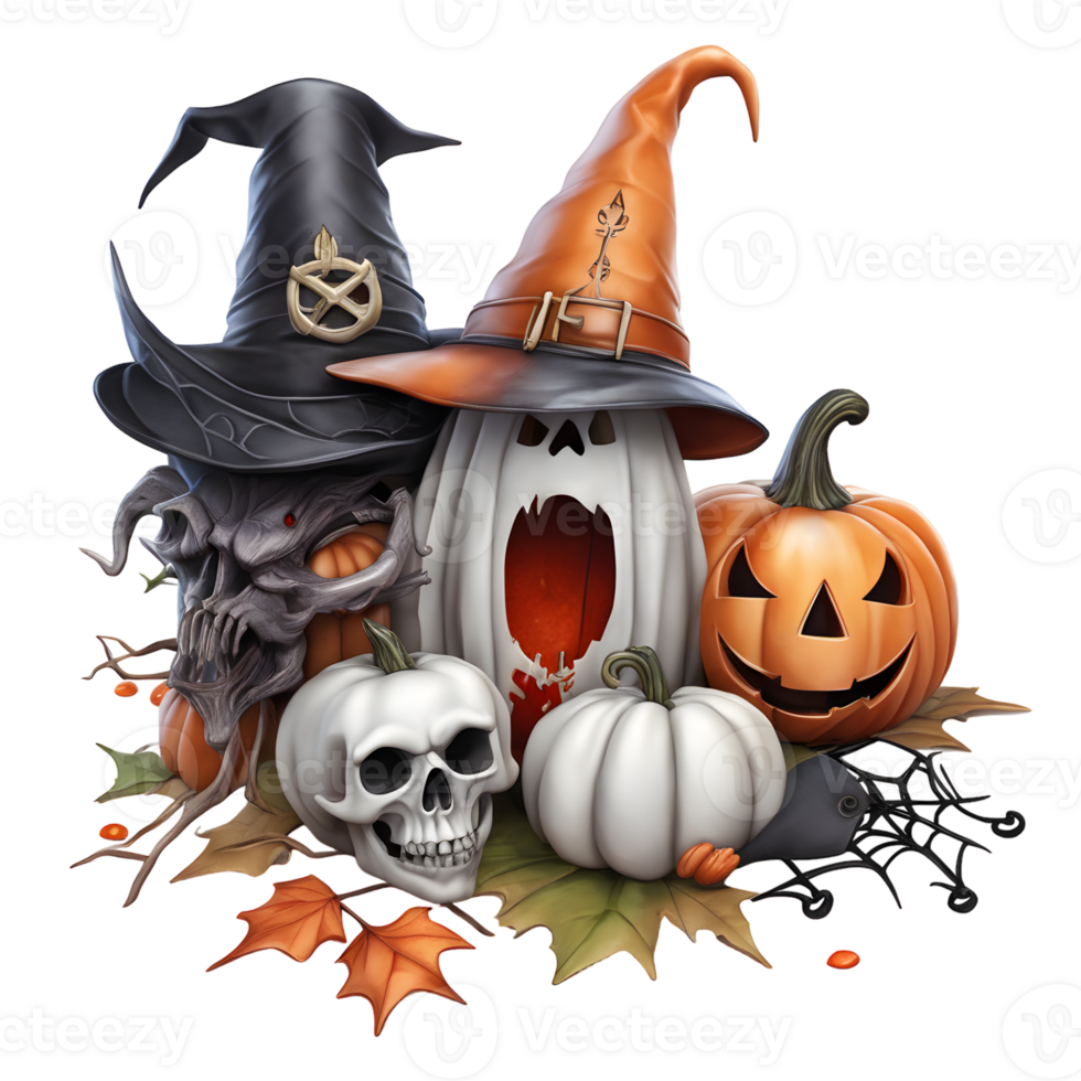 Happy Halloween Day Clipart, Halloween Day composition, Generative AI png