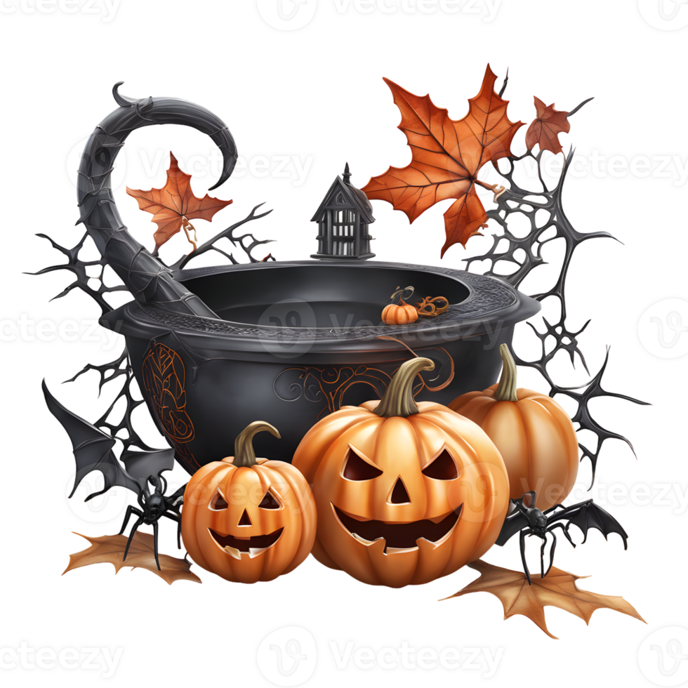 Happy Halloween Day Clipart, Halloween Day composition, Generative AI png