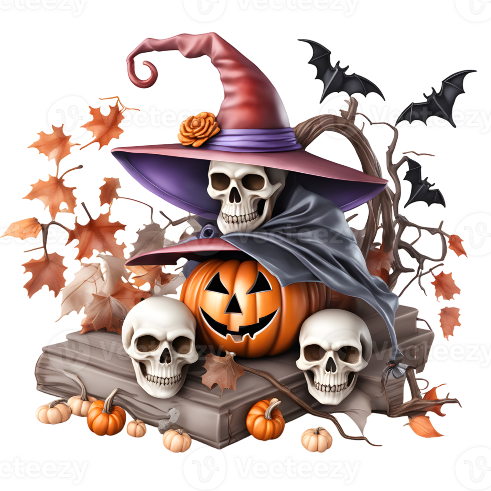 Happy Halloween Day Clipart, Halloween Day composition, Generative AI png