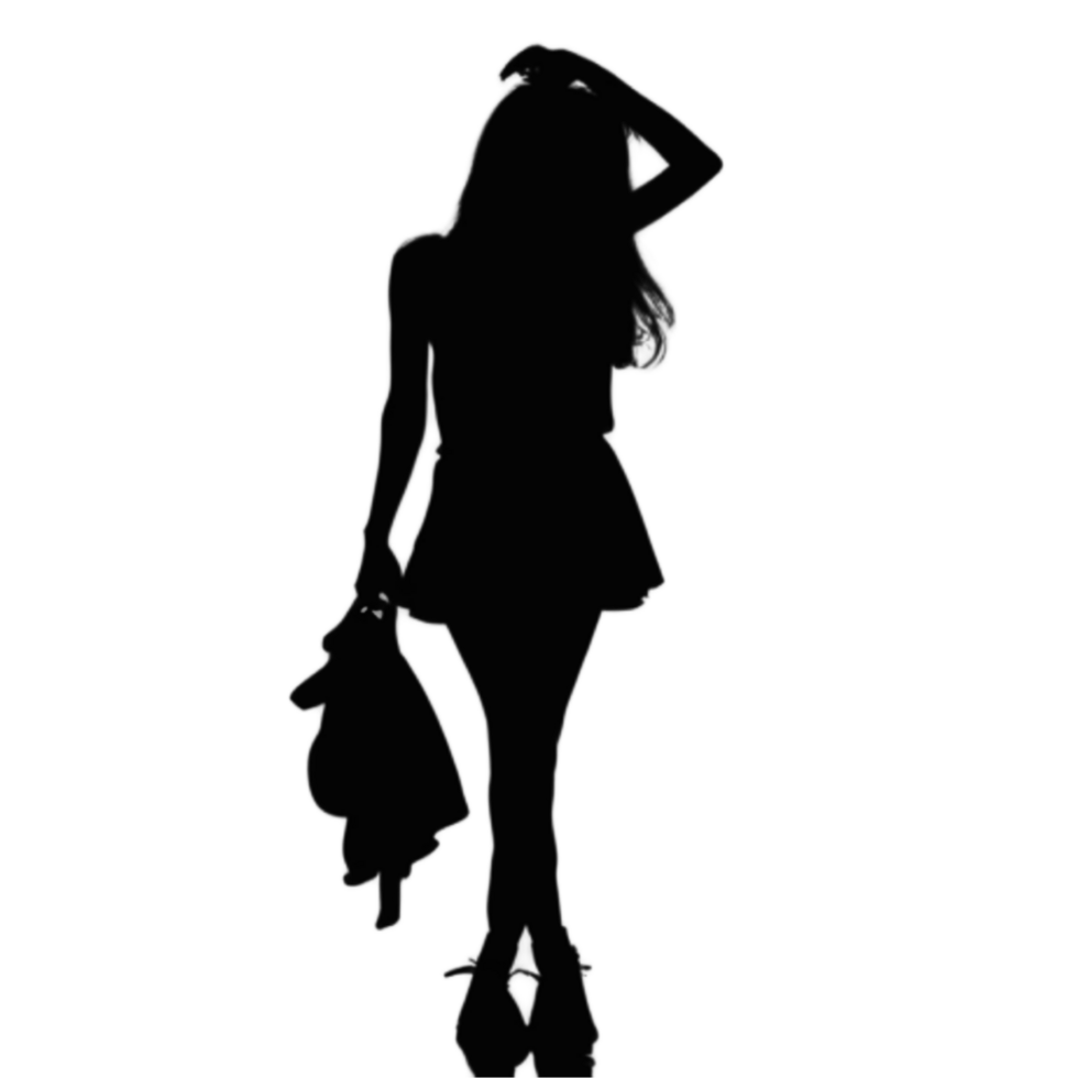 Silhouette Girl PNG Transparent Background