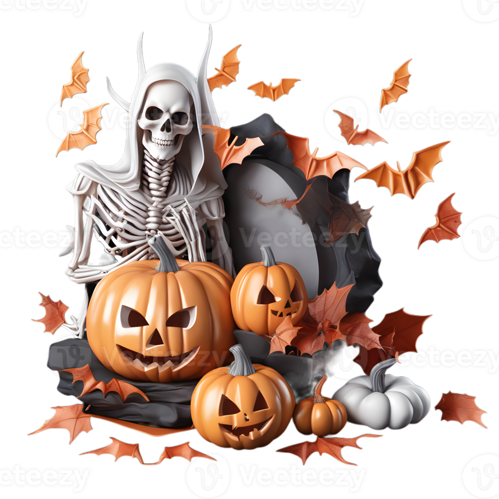 Happy Halloween Day Clipart, Halloween Day composition, Generative AI png