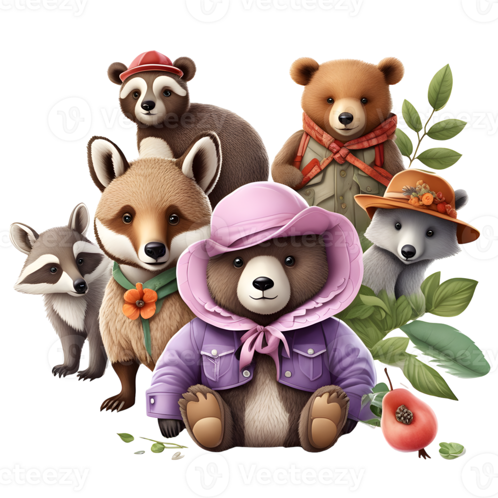 Cute  Bears Clipart Design, Funny Bears clipart, Cute Teddy Bears,  Generative AI png