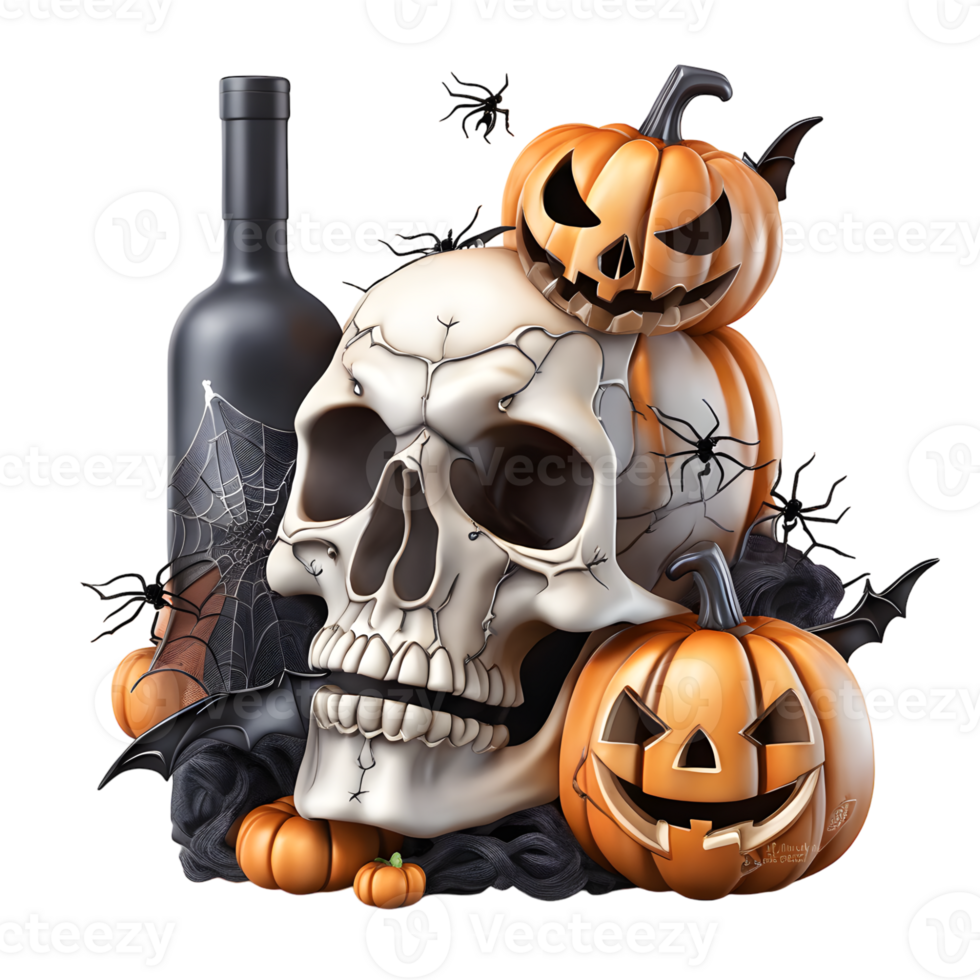 Happy Halloween Day Clipart, Halloween Day composition, Generative AI png