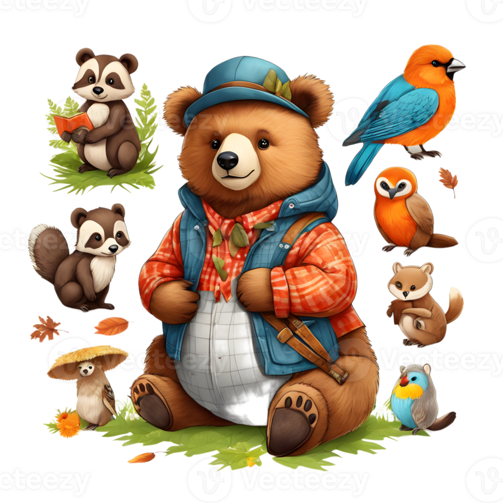 Cute  Bears Clipart Design, Funny Bears clipart, Cute Teddy Bears,  Generative AI png