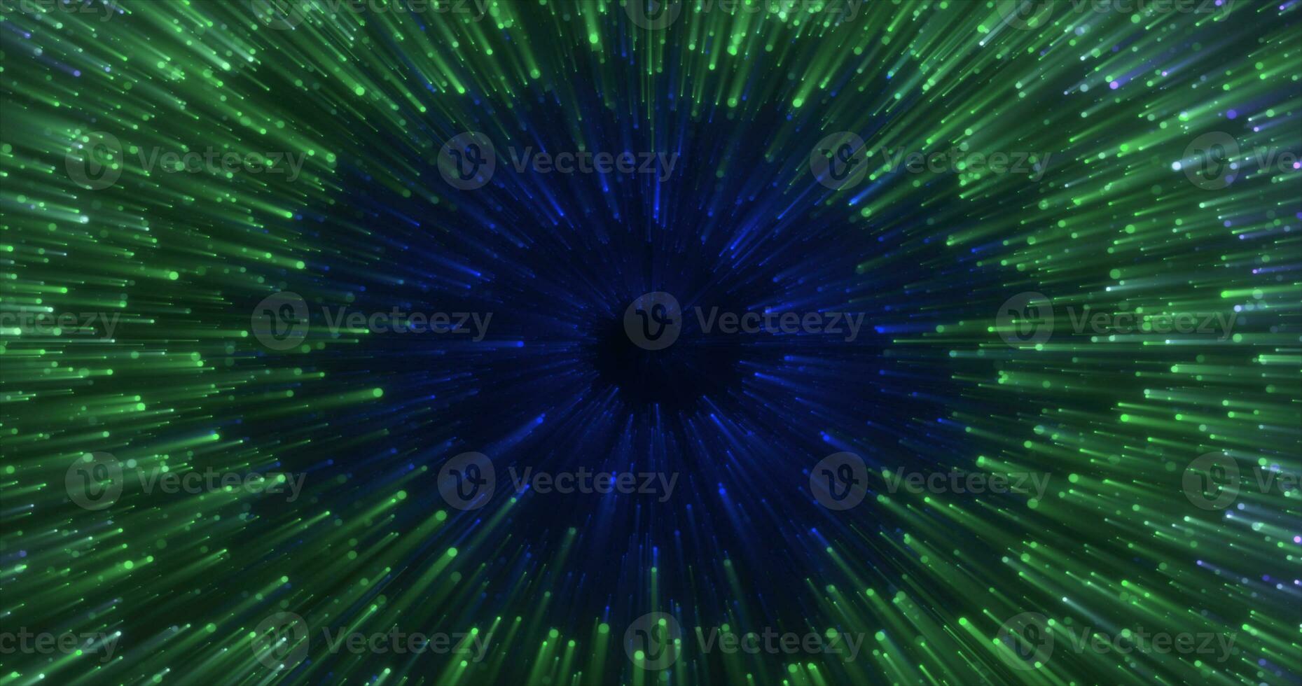 Abstract green energy magical glowing spiral swirl tunnel particle background with bokeh effect photo