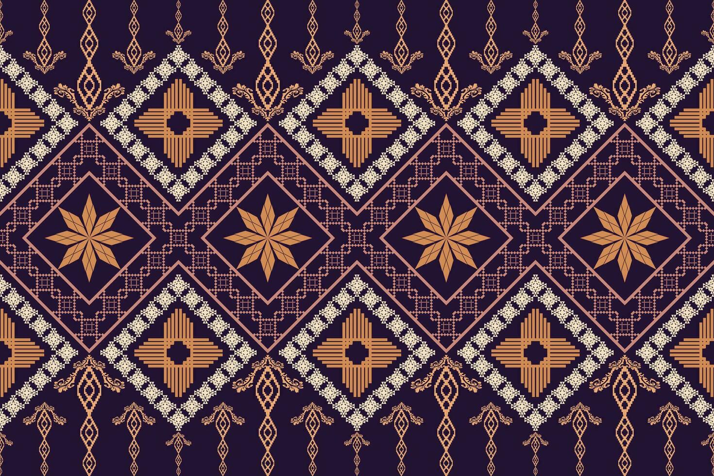 Geometric ethnic aztec embroidery style.Figure ikat oriental traditional art pattern.Design for ethnic background,wallpaper,fashion,clothing,wrapping,fabric,element,sarong,graphic,vector illustration. vector