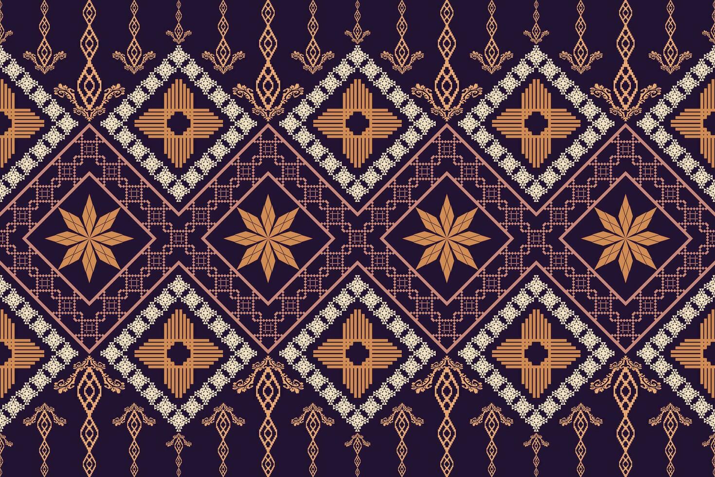 Geometric ethnic aztec embroidery style.Figure ikat oriental traditional art pattern.Design for ethnic background,wallpaper,fashion,clothing,wrapping,fabric,element,sarong,graphic,vector illustration. vector