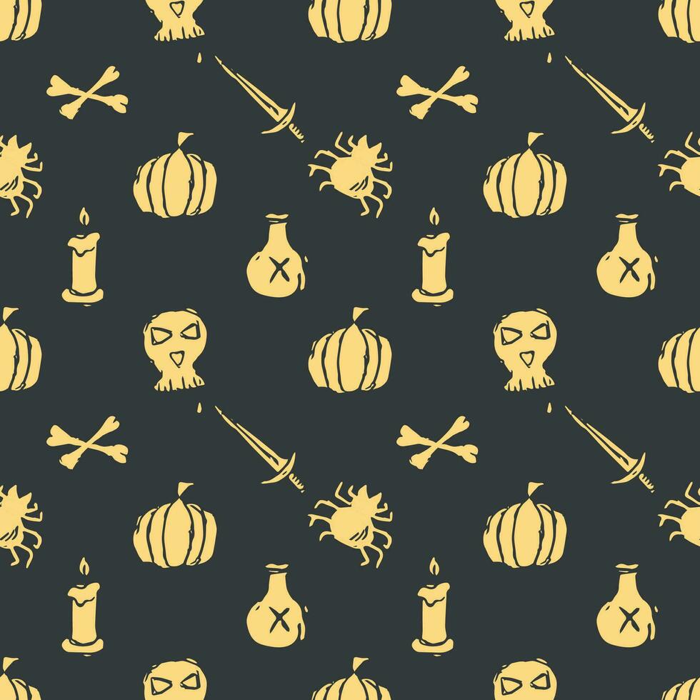 Seamless Halloween pattern. Doodle Halloween background vector