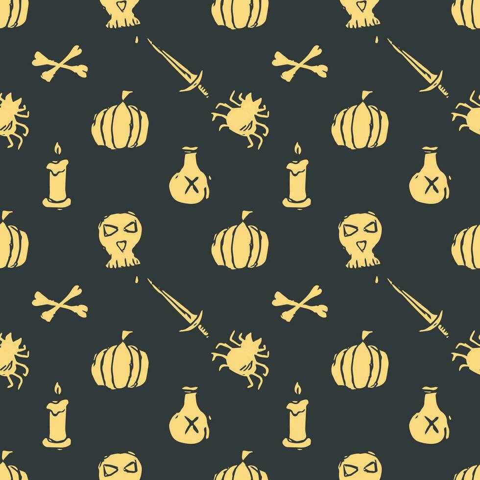 Seamless Halloween pattern. Doodle Halloween background vector