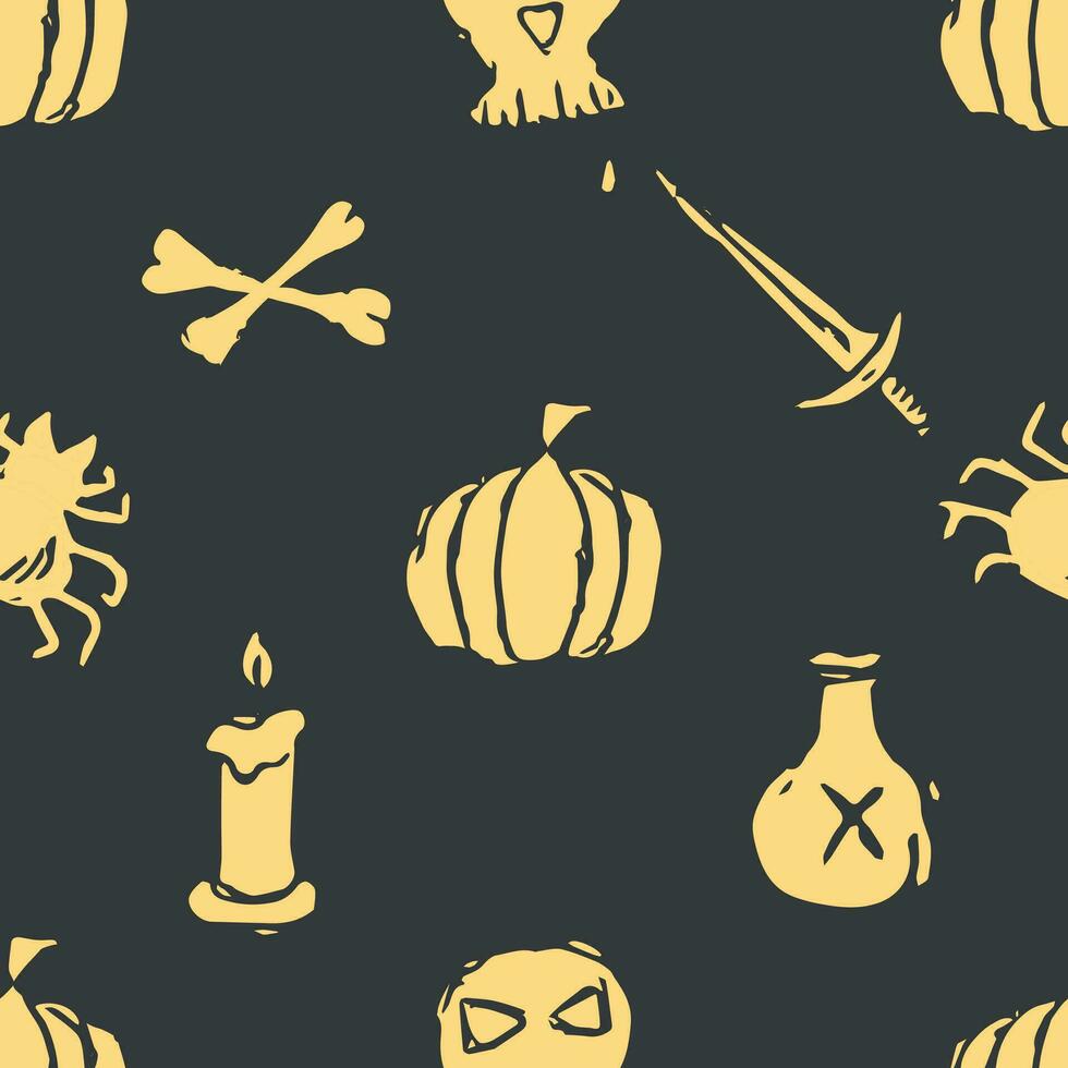 Seamless Halloween pattern. Doodle Halloween background vector