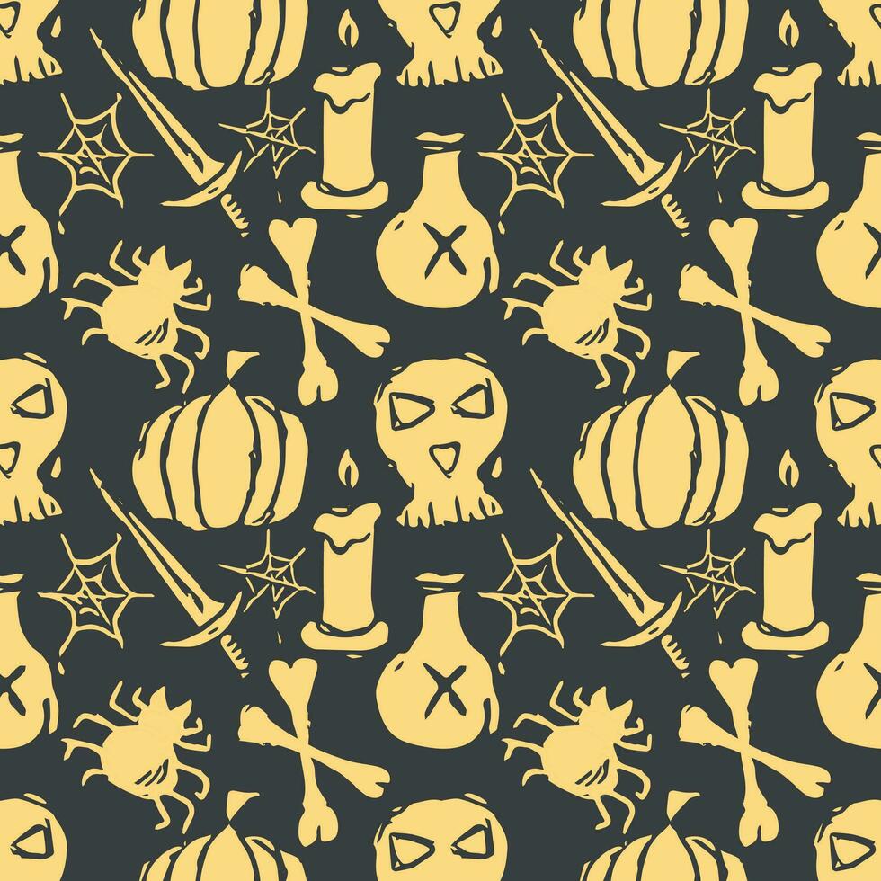 Seamless Halloween pattern. Doodle Halloween background vector