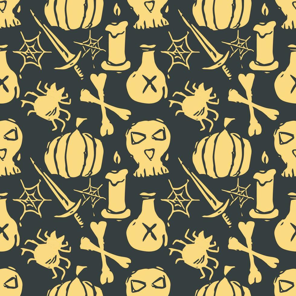 Seamless Halloween pattern. Doodle Halloween background vector