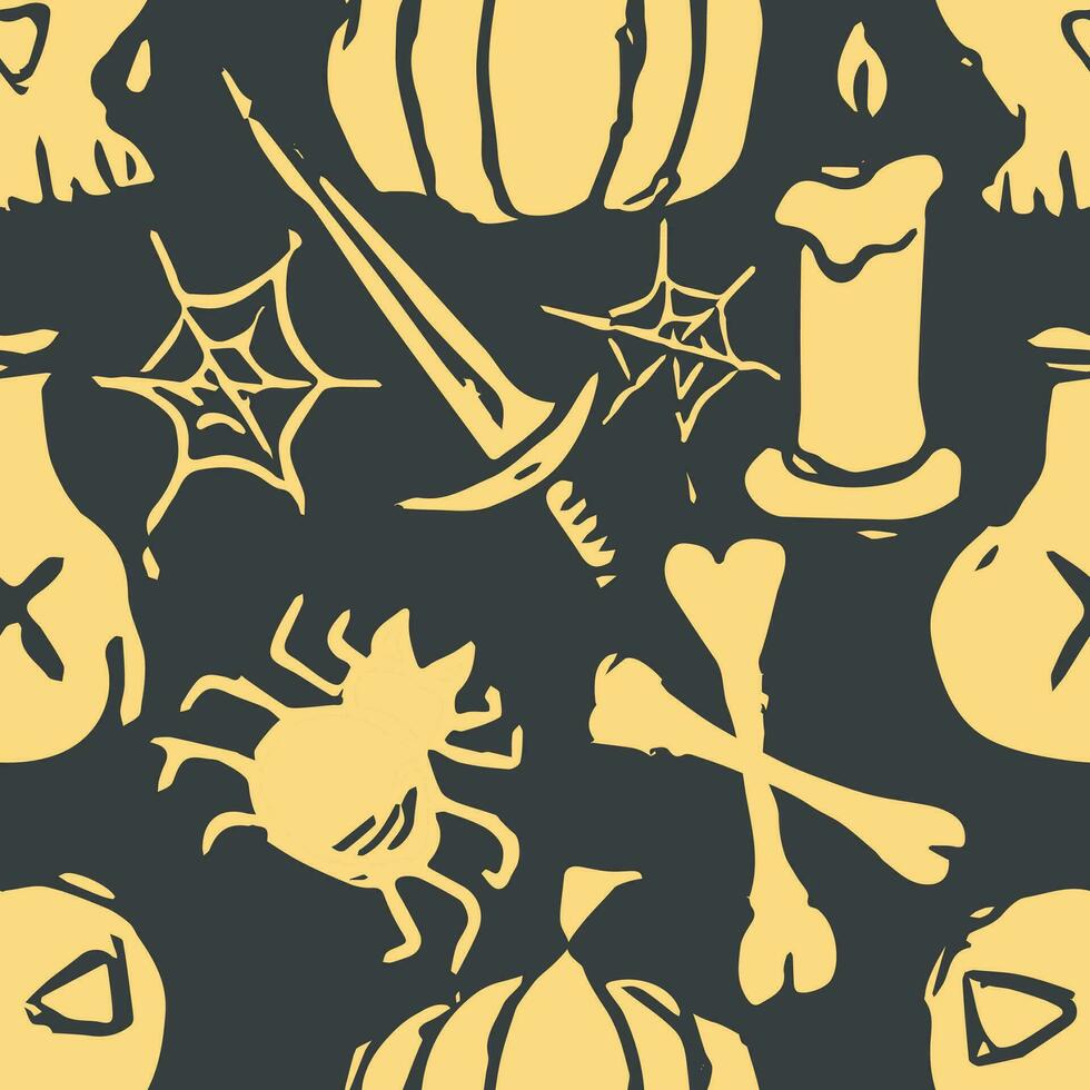 Seamless Halloween pattern. Doodle Halloween background vector