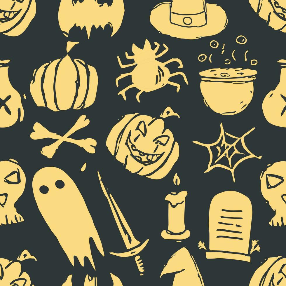 Seamless Halloween pattern. Doodle Halloween background vector