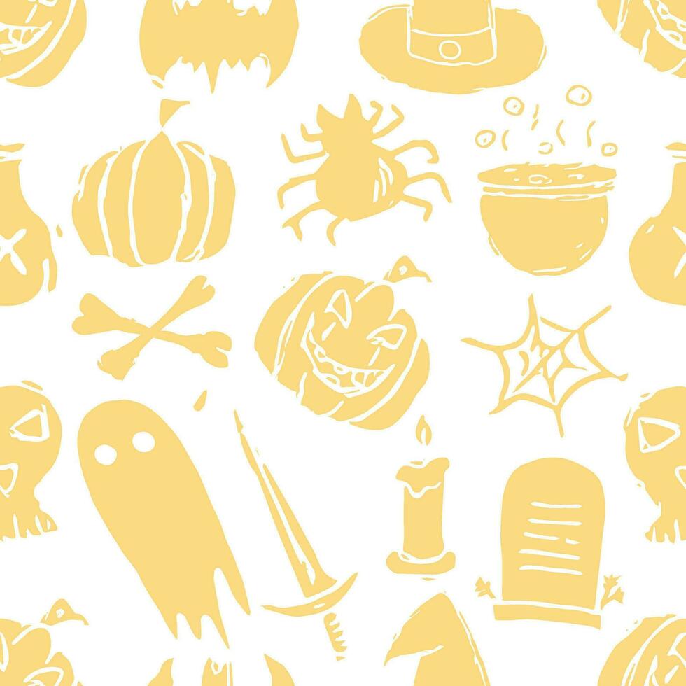 Seamless Halloween pattern. Doodle Halloween background vector