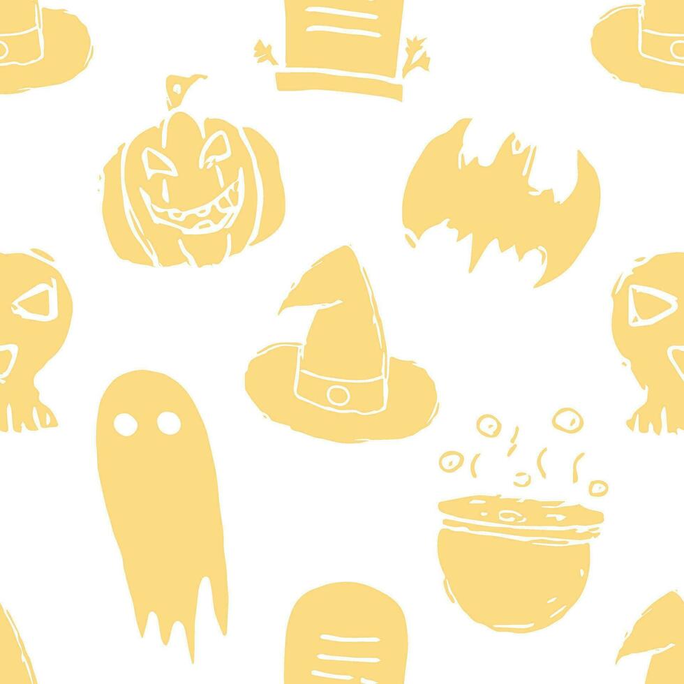 Seamless Halloween pattern. Doodle Halloween background vector